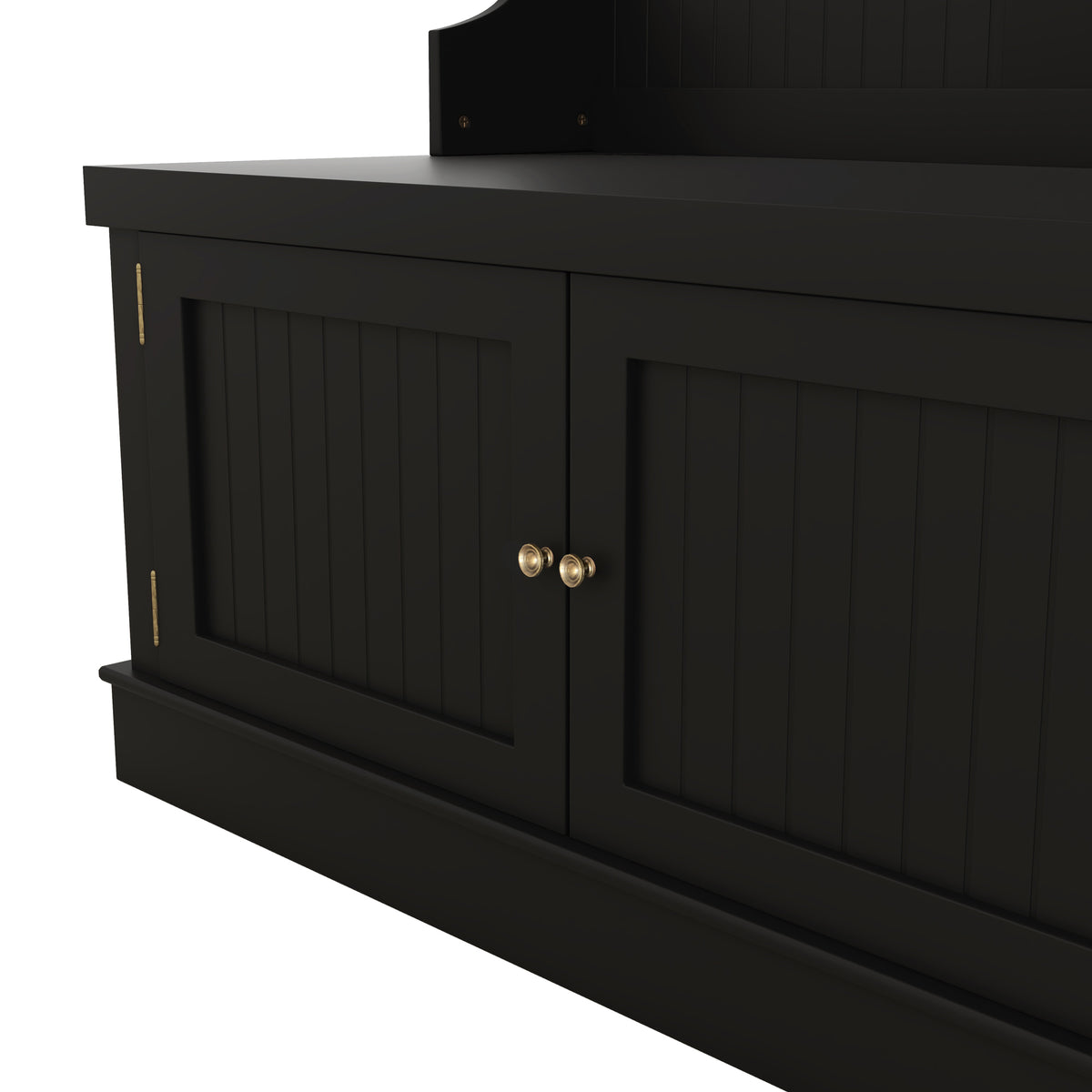 Hall Tree with Drawers and Hooks Black