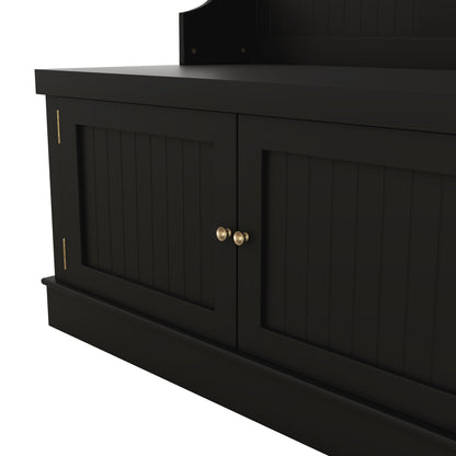Hall Tree with Drawers and Hooks Black