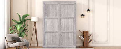 Full Murphy Bed Foldable Design Gray Finish