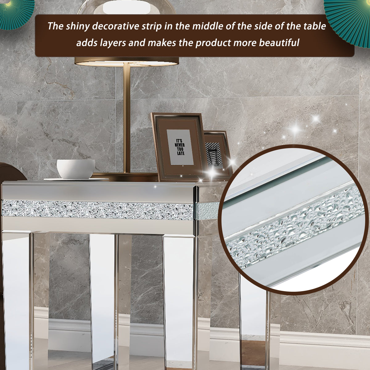 On-Trans Mirrored Side Table – Crystal Design
