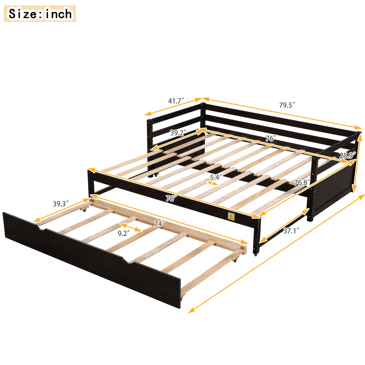 Twin Daybed with Trundle Espresso
