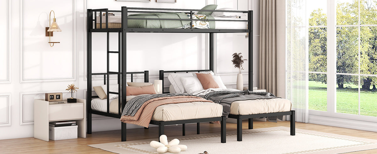 Triple Metal Bunk Bed Black