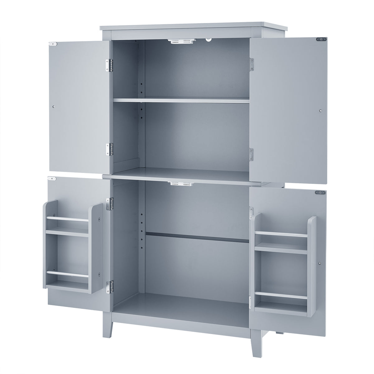 Gray Bathroom Floor Cabinet with Adjustable Shelves