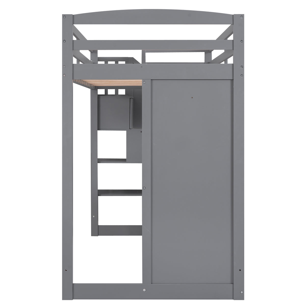 Twin Loft Bed with Wardrobe Gray