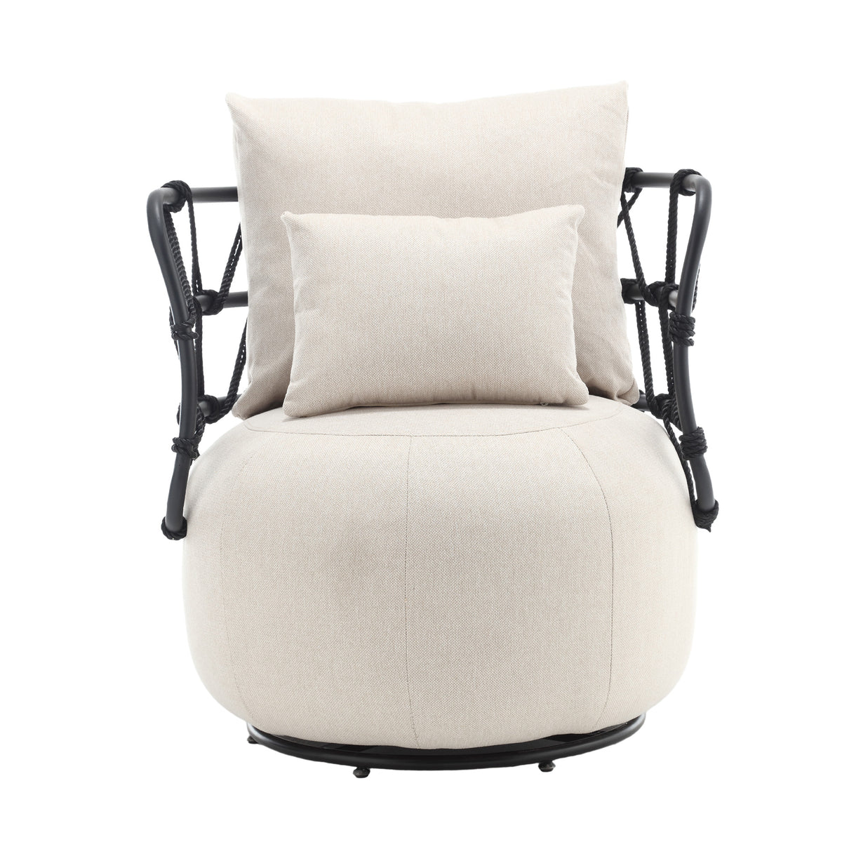 Tufted Linen Accent Chair – Metal Stand