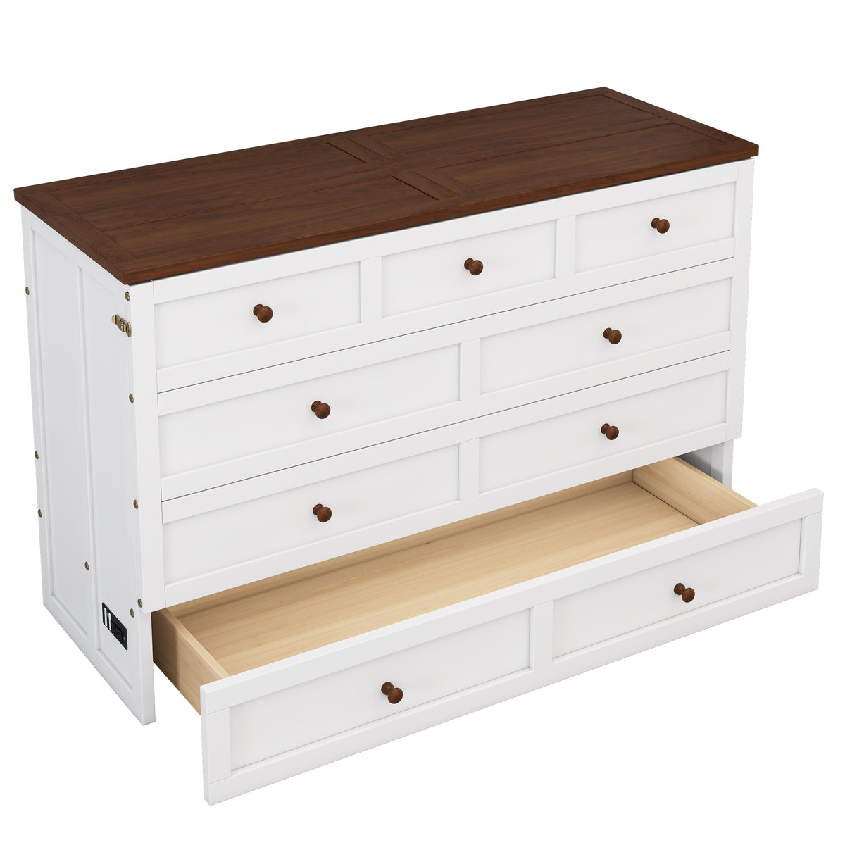 Pine Murphy Bed Queen White Walnut