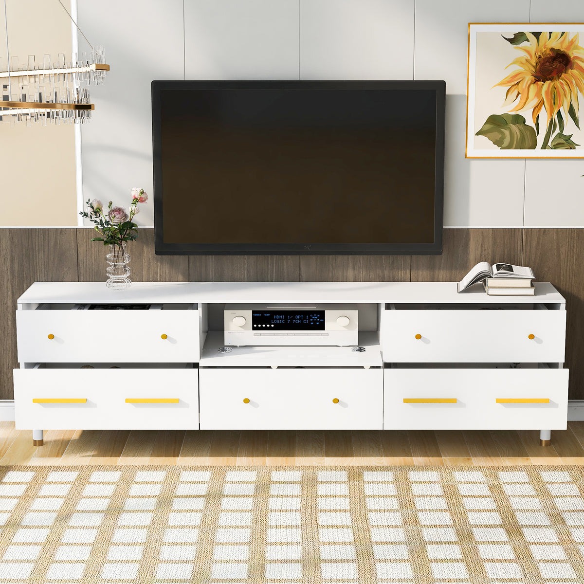 Modern TV Stand for 75-Inch Screens Black