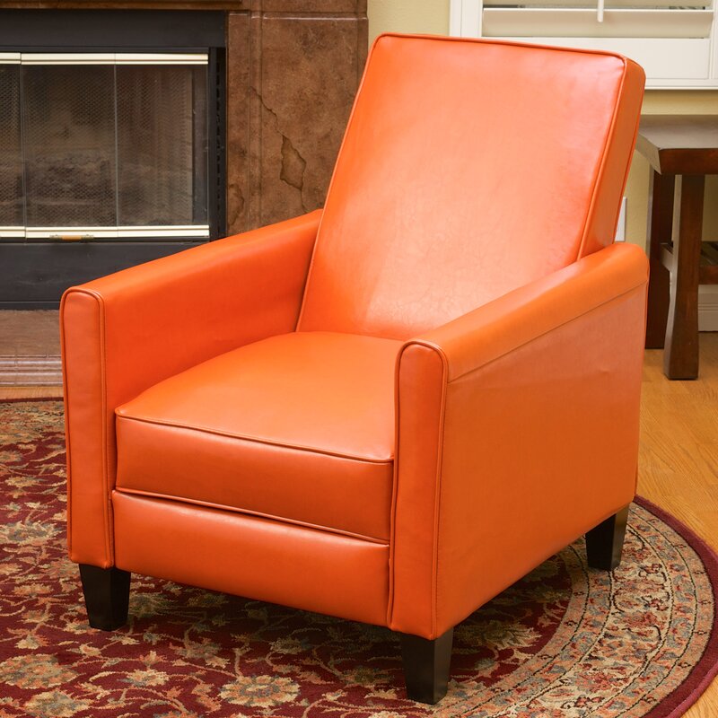Push-Back Recliner Chair Orange Fabric