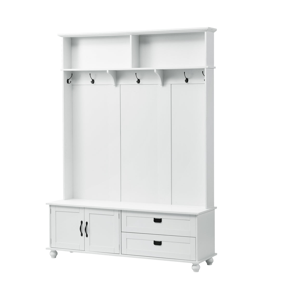 Modern Hall Tree with Drawers White
