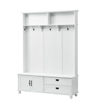 Modern Hall Tree with Drawers White