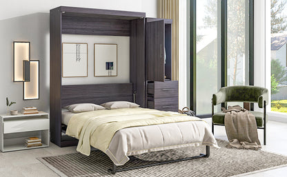 Full Murphy Bed with Wardrobe Gray