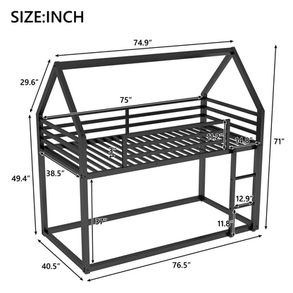 Twin House Bunk Bed Black