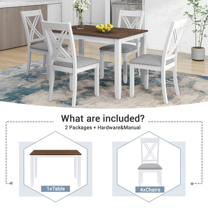 Rustic 5-Piece Dining Set with X-Back Chairs