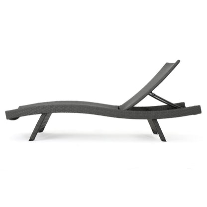 PE Wicker Chaise Lounge Gray