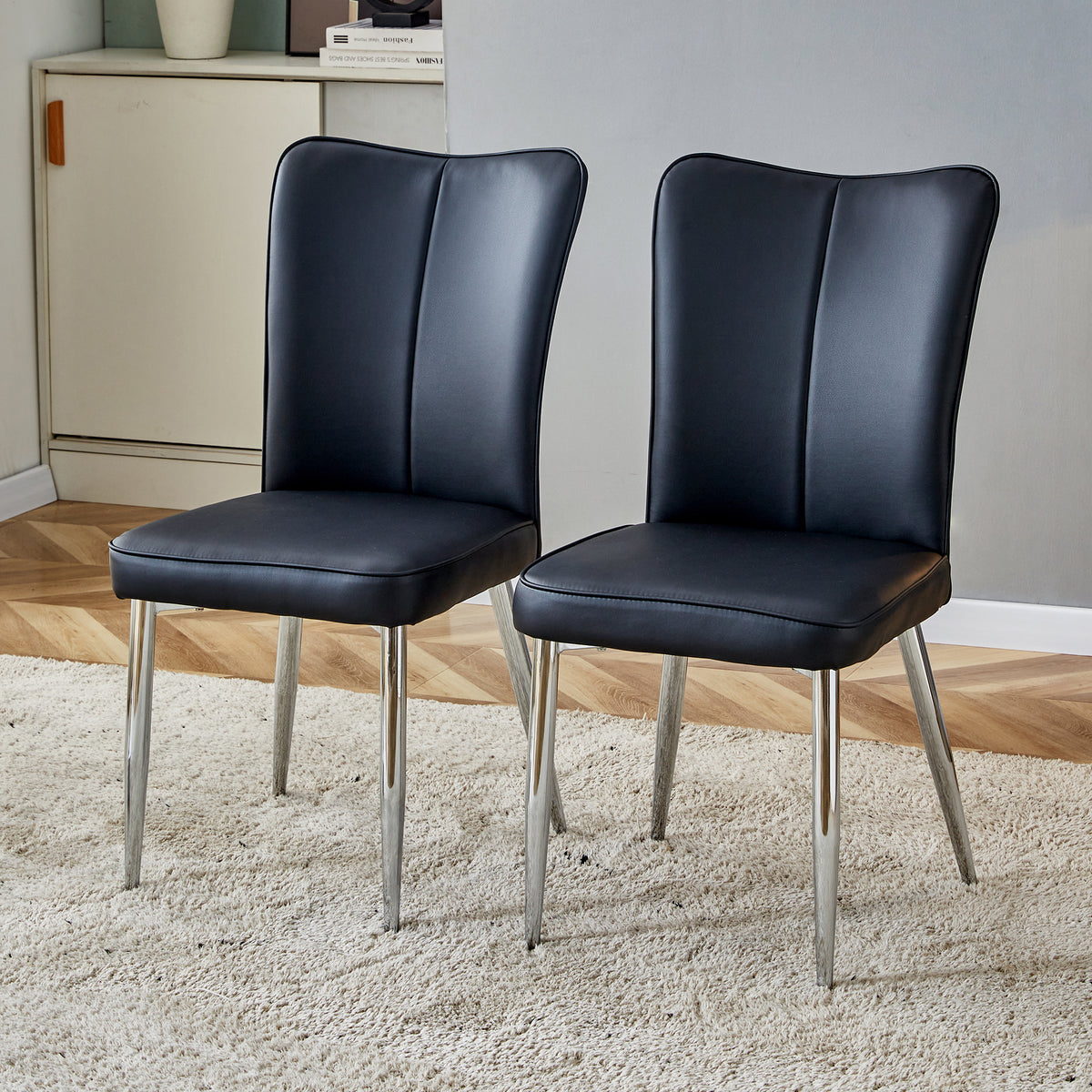 Modern Black Dining Chair Set (2 pcs)