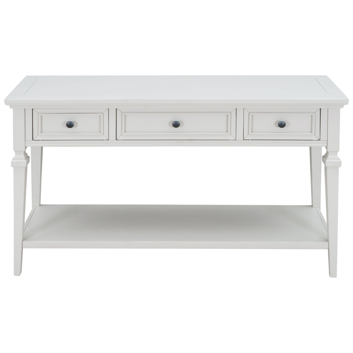 White Wood Console Table with Drawers