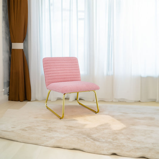 Blush Fabric Accent Chair – Gold Legs