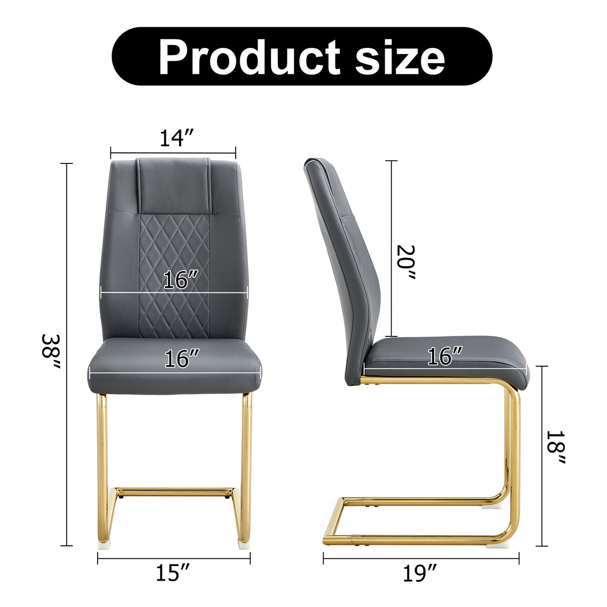 Faux Leather Dining Chairs Set of 4 Gray