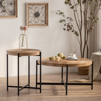 Modern Round Coffee Table – Maple Finish