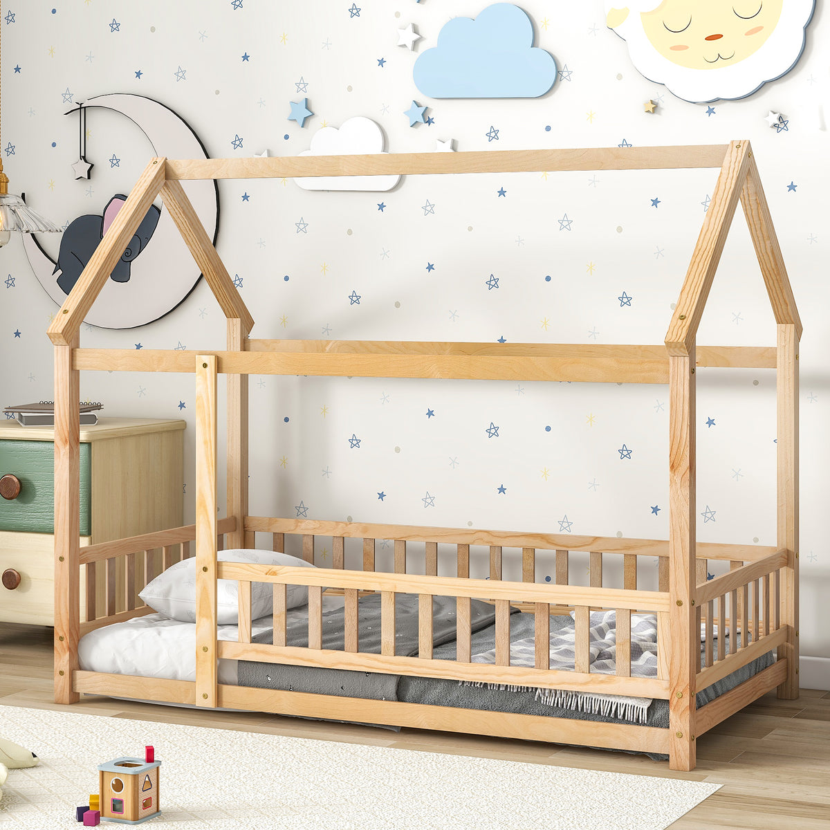 Twin Floor Bed White