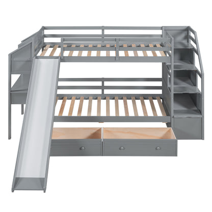 Twin Bunk Bed with Storage Gray
