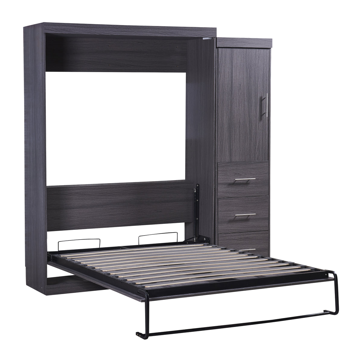 Full Murphy Bed with Wardrobe Gray