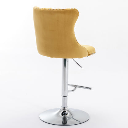 Modern Bar Stools Set of 2 Gold Gray