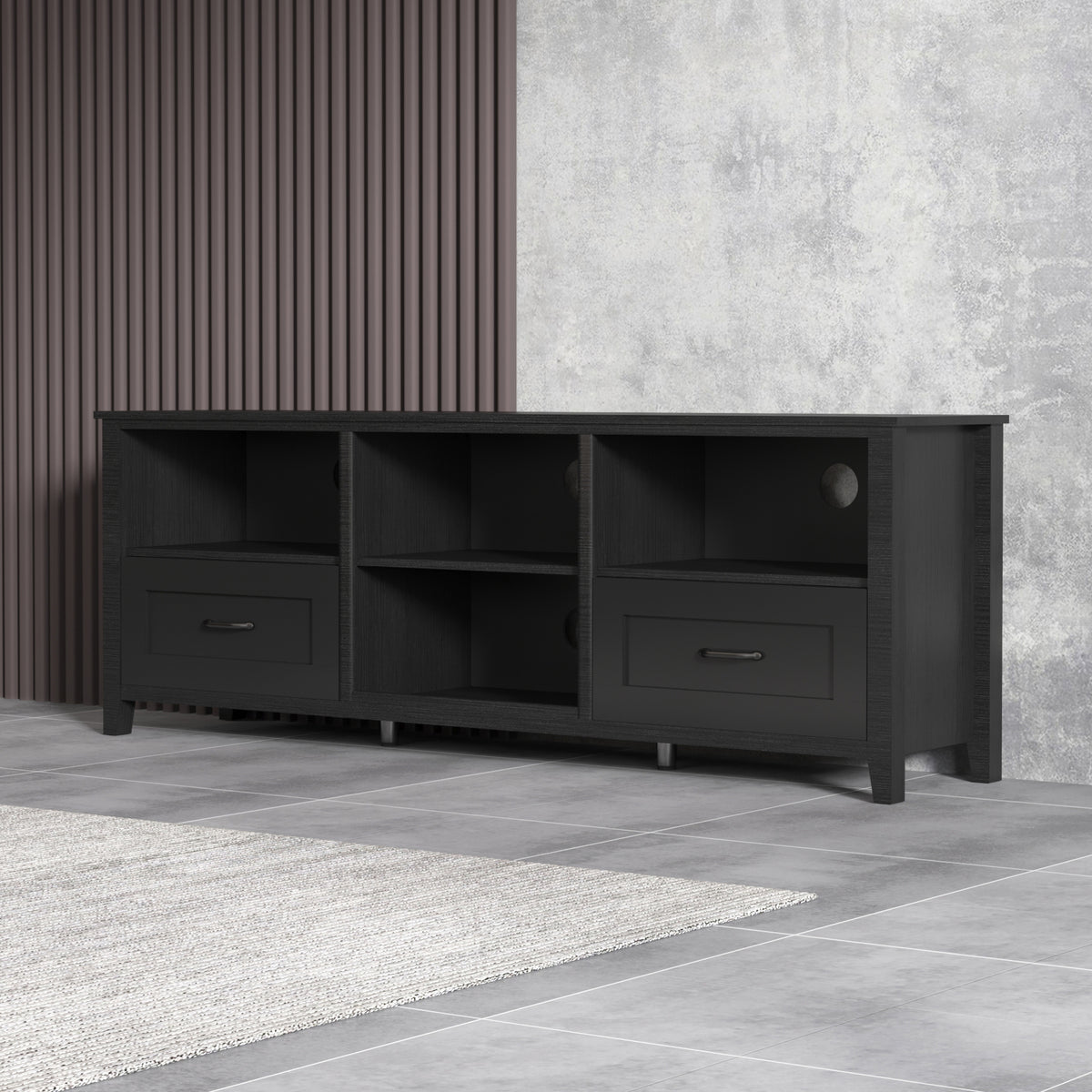 70" Modern Media Console with Storage Compartments