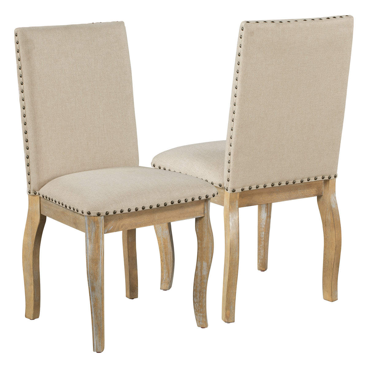 5-Piece Dining Set with Round Table Wood Wash