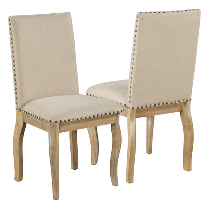 5-Piece Dining Set with Round Table Wood Wash