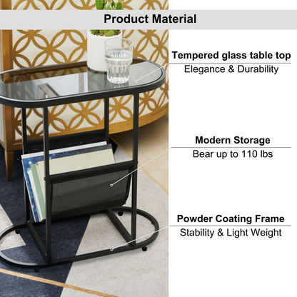 Oval Glass End Tables Set of 2