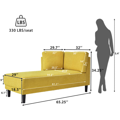 Mid-Century Fabric Chaise Lounge Beige