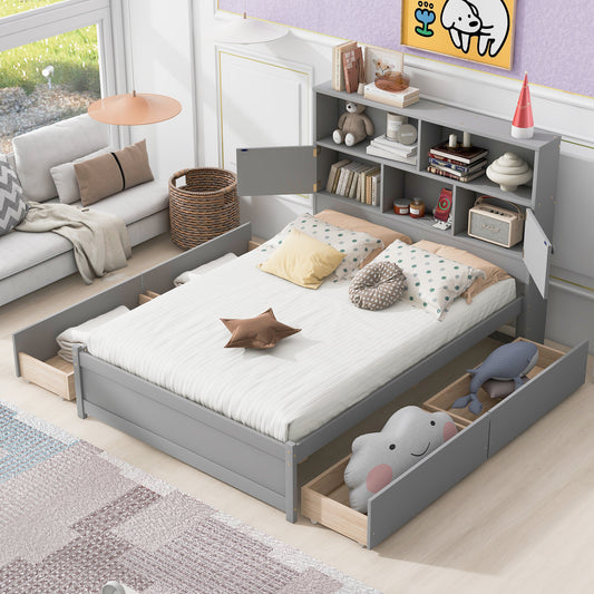 Full Platform Bed Gray