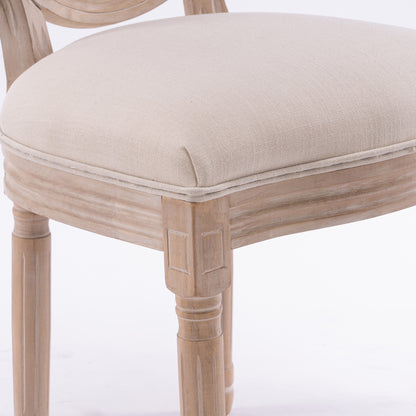 French Style Rattan Back Dining Chair Set (2 pcs) – Cream