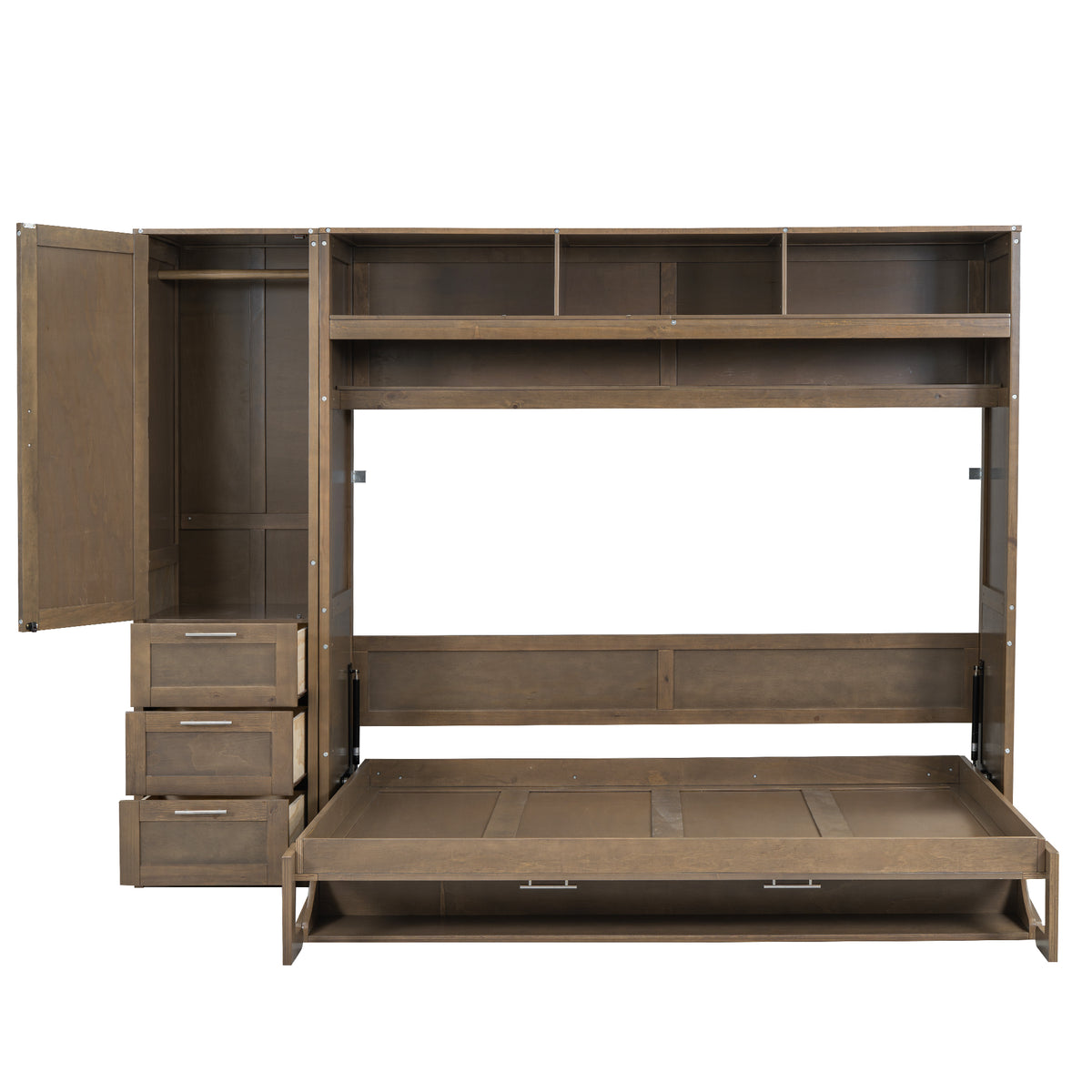 Antique Grey Murphy Bed with Storage Drawers