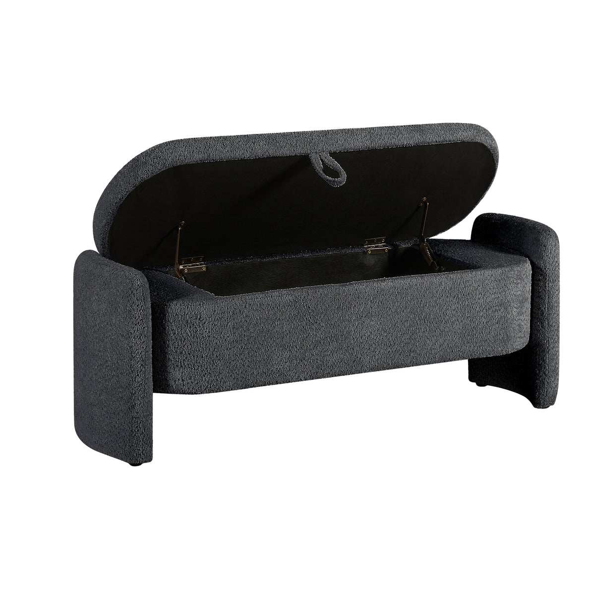 Oval Fabric Storage Ottoman – Dark Grey