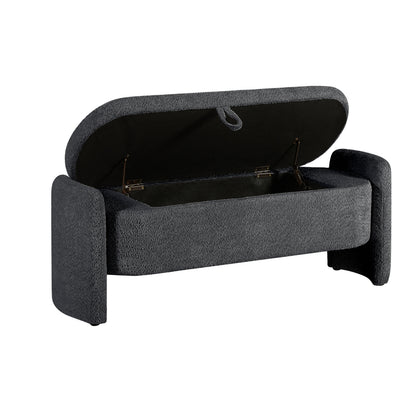 Oval Fabric Storage Ottoman – Dark Grey