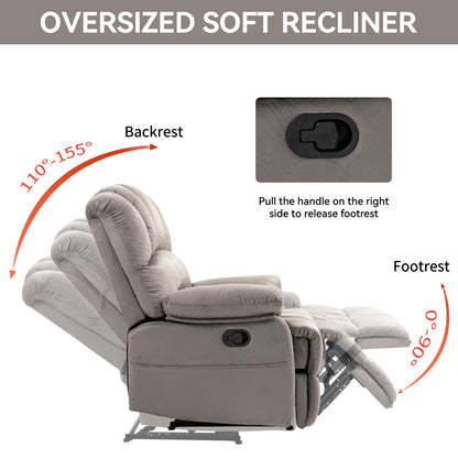Manual Recliner Chair Fabric Gray