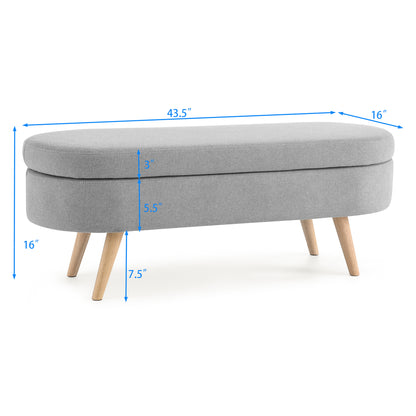 Oval Lift-Top Storage Ottoman – Gray