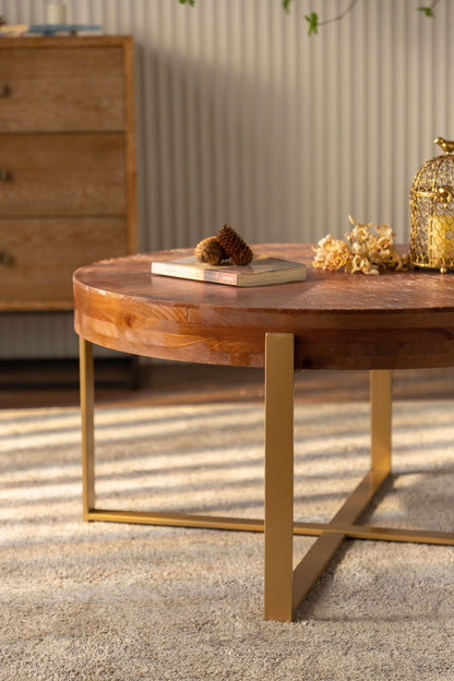 Retro Round Coffee Table Gold