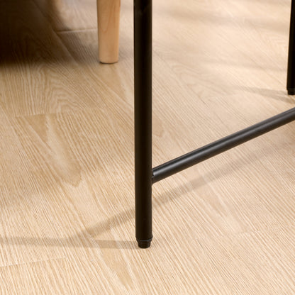 Black End Table with Storage and Metal Frame