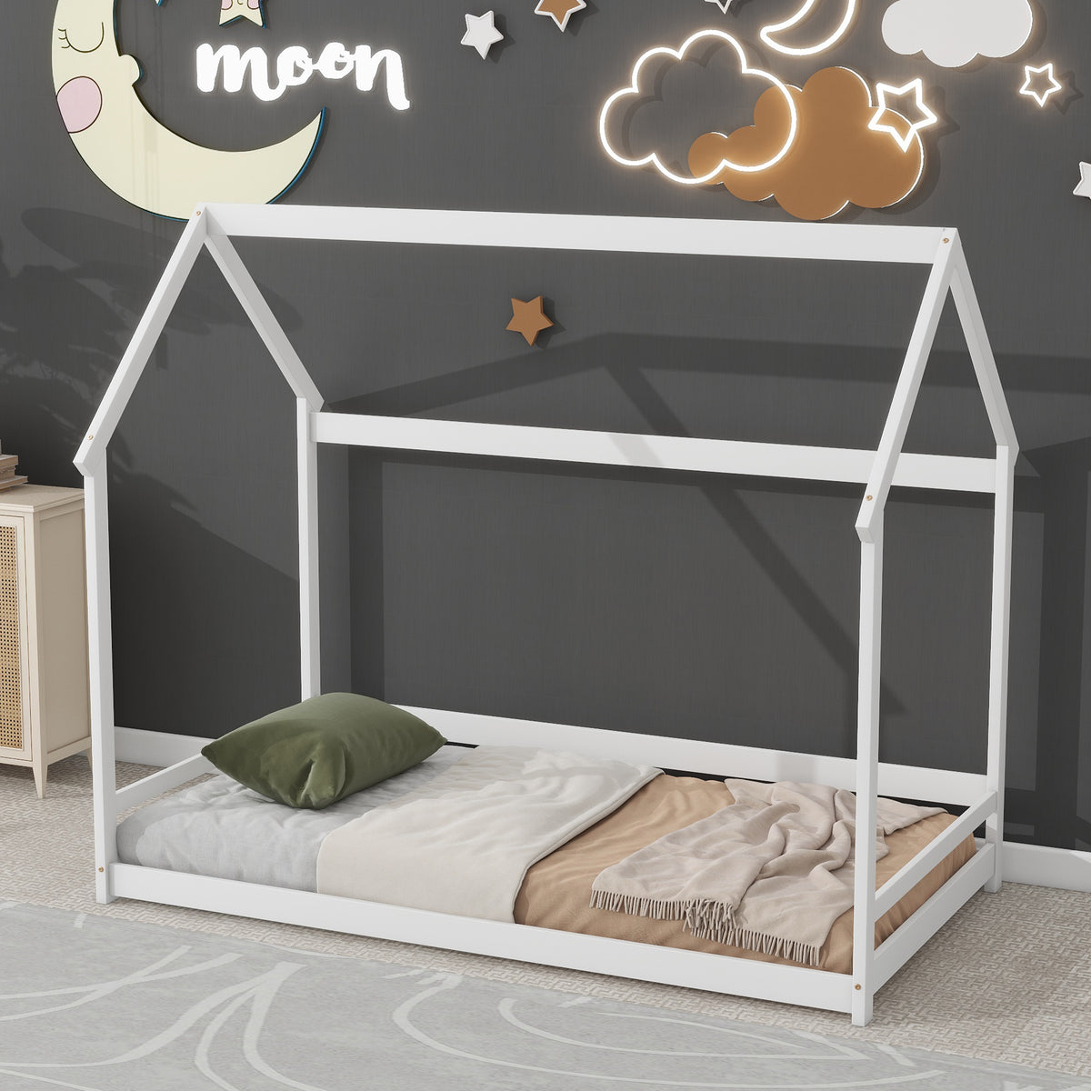 Twin House Bed White