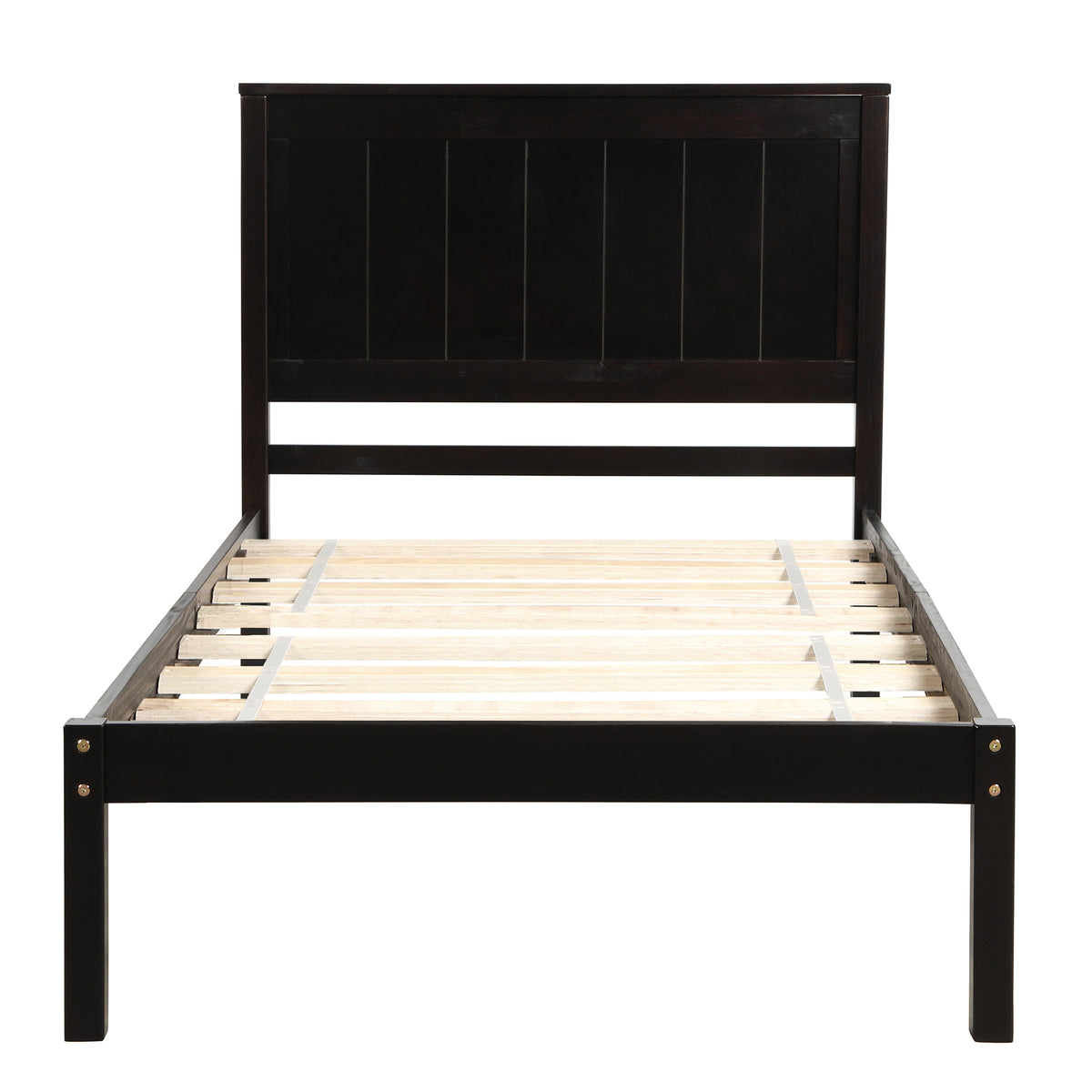 Espresso Twin Platform Bed – Wood Slat Support