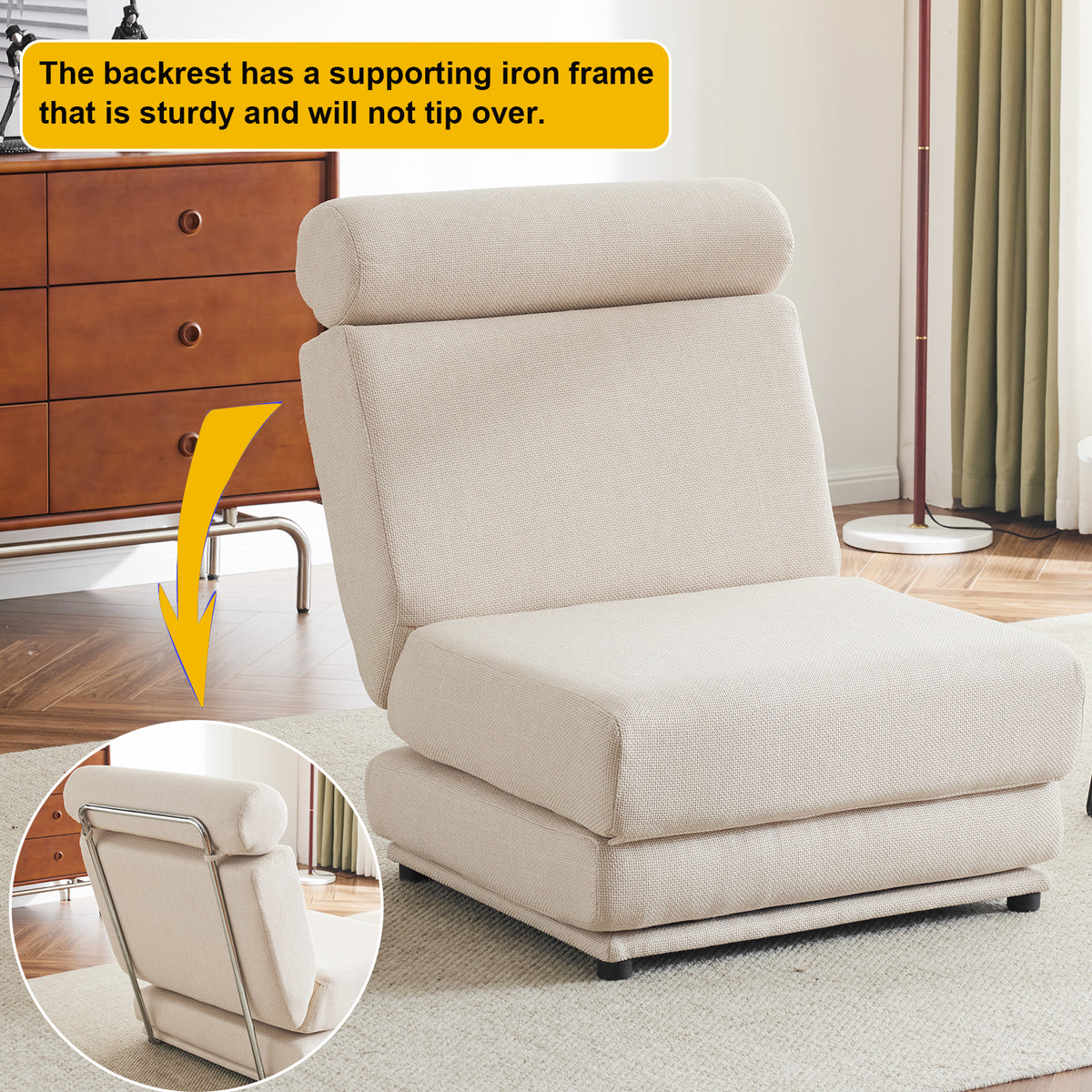Foldable Sofa Bed Chair Cream