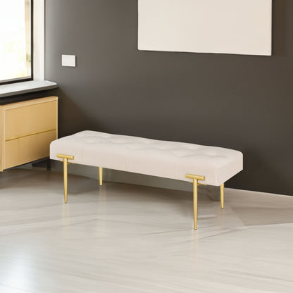 Modern Ottoman Bench with Gold Legs and Cushion