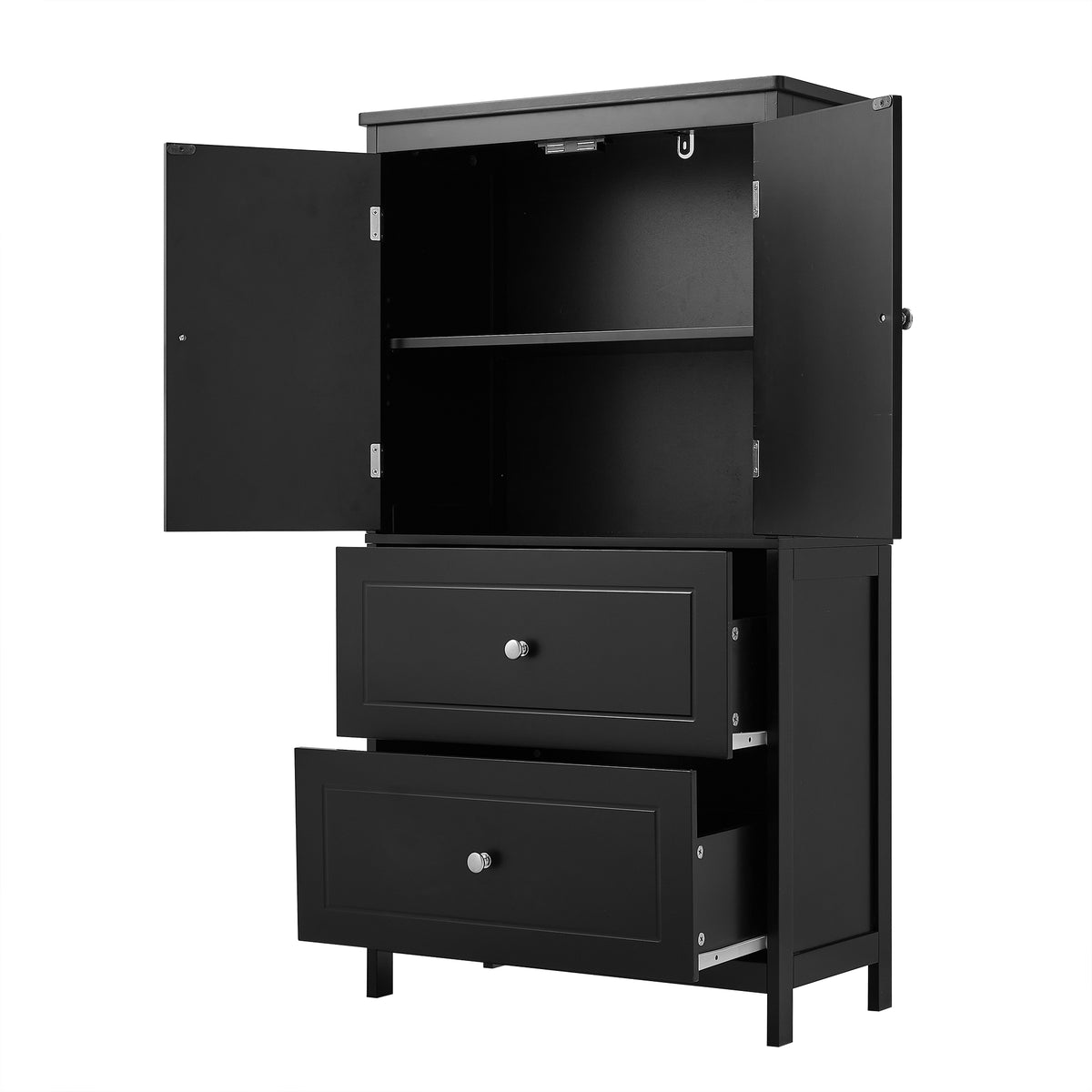 Black Bathroom Storage Cabinet with Drawers