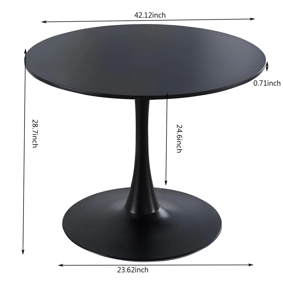 Black Tulip Dining Table with Round MDF Top