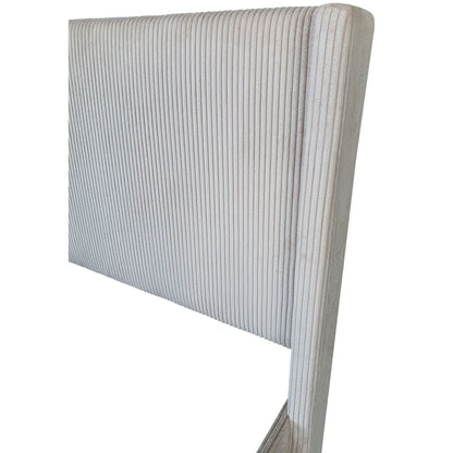 Corduroy Wingback Storage Bed – Beige & White