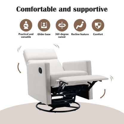 Beige Modern Upholstered Rocker Recliner Chair