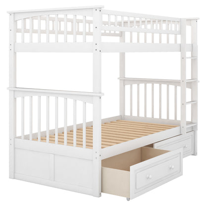 Twin Bunk Bed with Drawers White